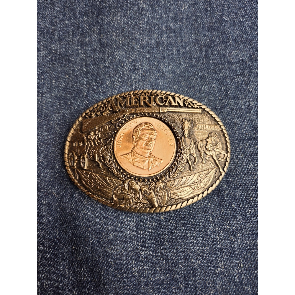 Vintage John Wayne American Coin Solid Brass Belt Buckle - Brand New